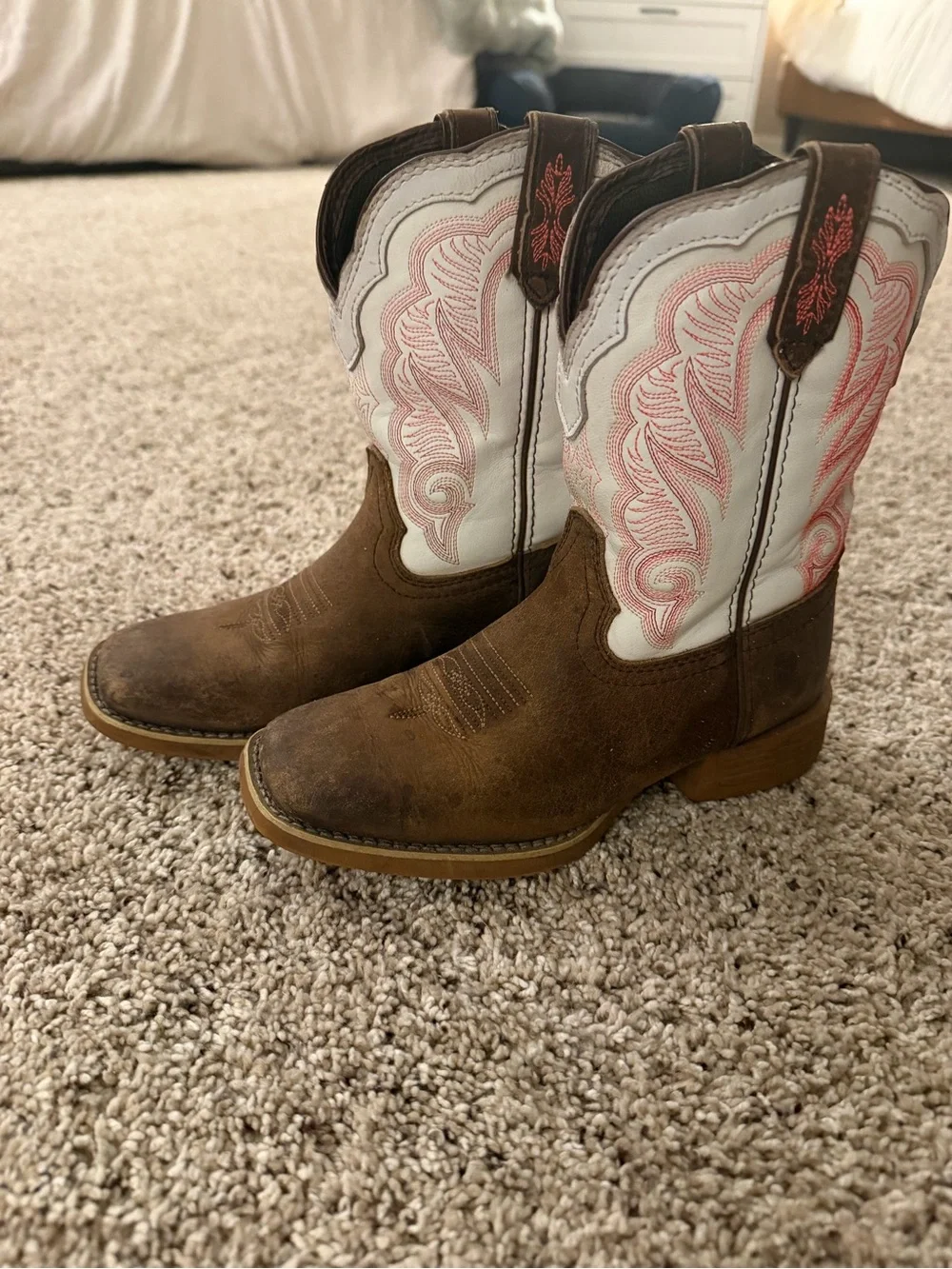 🤠🌸 Durango Kids Western Cowboy Boots | Brown & Pink | Size 2M 🌸🤠